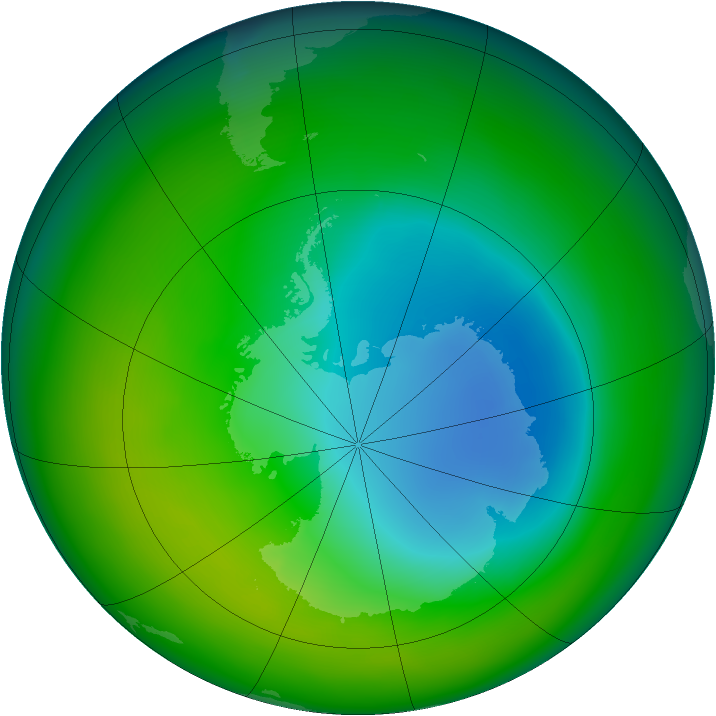 Antarctic ozone map for November 2005